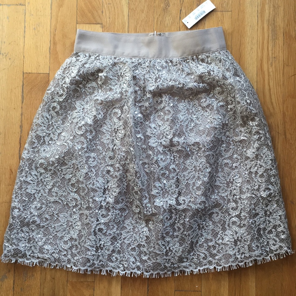 NWT J. Crew sparkler skirt in tinsel lace - Size 0
